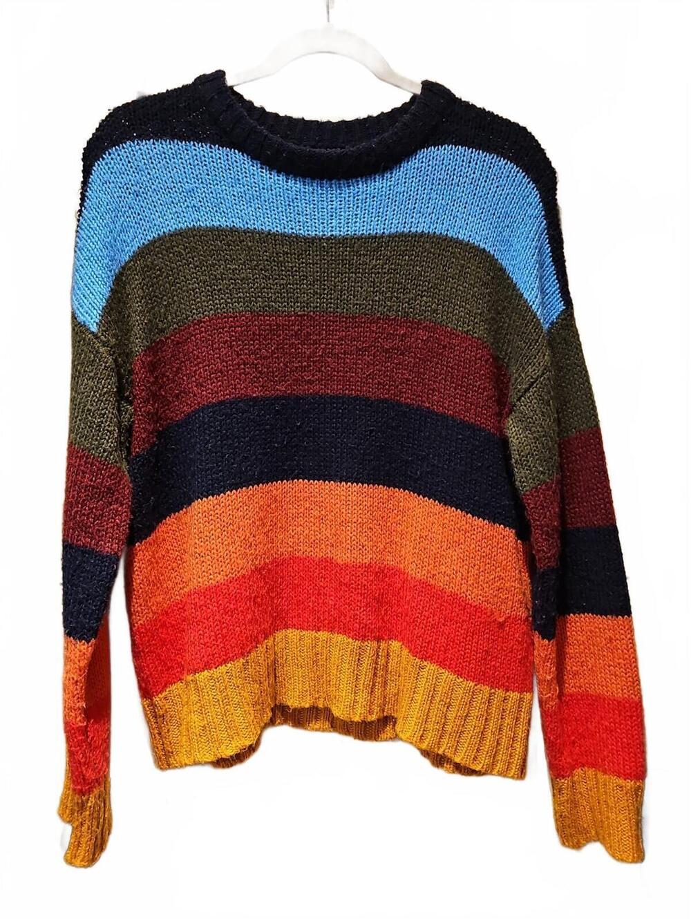 Urban Outfitters Striped Chunky Knit Sweater Mens Small Multicolor Pullover